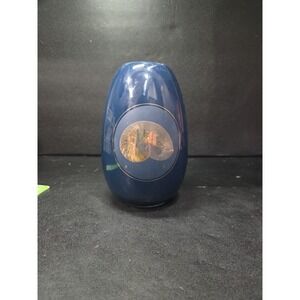 Otagiri Japan Nautilus Navy Blue Porcelain Vase Gold Sea Shell Design 6 3/4"